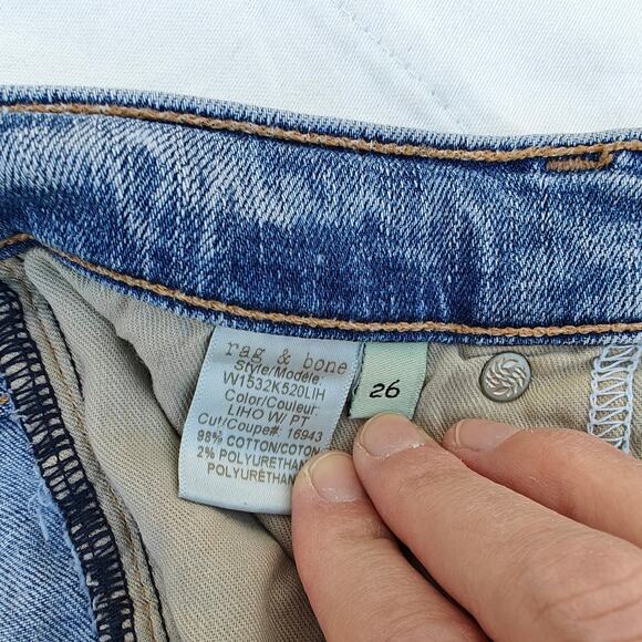 Rag & Bone/JEAN High Rise Skinny Jeans 26 Blue w/ Pink Side Stripe - Picture 8 of 9